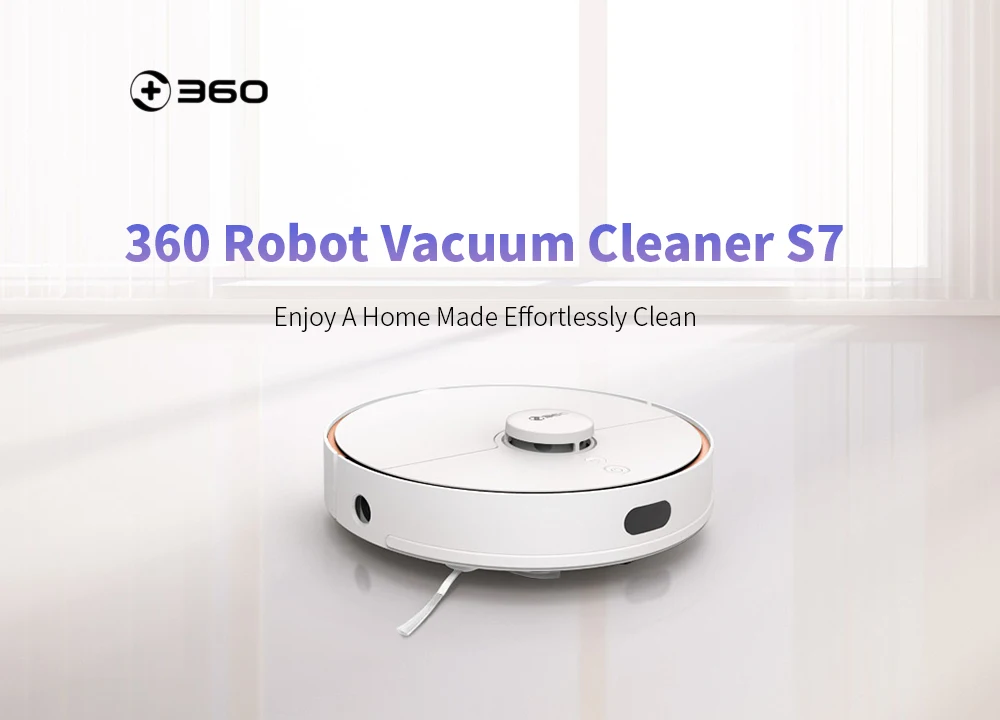 360 S7 Laser Navigation Slam Route Planning 2000Pa Large Suction Ultra-quiet Map Memory Sweeping Floor Mopping Robot International Version - White