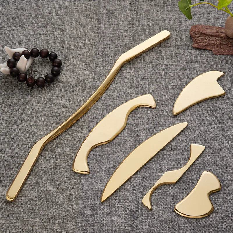 Чистая медь 6 шт. Gua Sha Guasha Массажер инструмент скребок физиотерапия свободные мышцы Меридиан Массажная машина спа доска инструмент