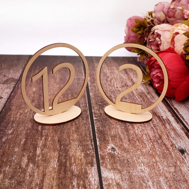Acrylic / Wooden Round Shape Table Numbers with Rectangle Base For Restaurant Wedding Wedding Shower Party Desktop Decoration