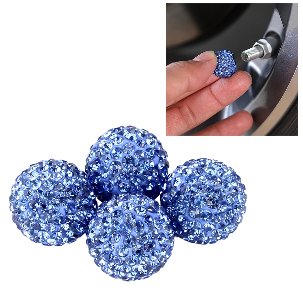 

4PCS Crystal Balls Car Tire Valve Tyre Stem Air Caps Tire Valve Cover Tyre Valve Cap For Automobiles Styling For Women Girl Car