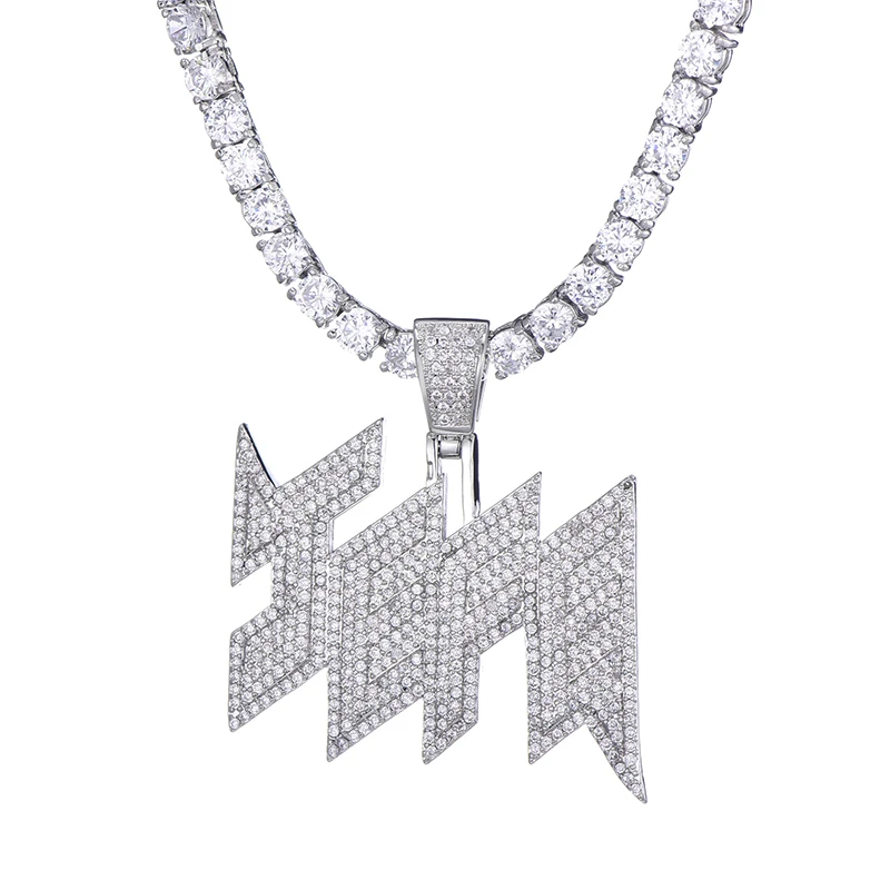 US7 Bling Iced Out JEFE кулон и ожерелье микро проложили CZ Ожерелье для мужчин хип-хоп ювелирные изделия - Окраска металла: Родиевое покрытие