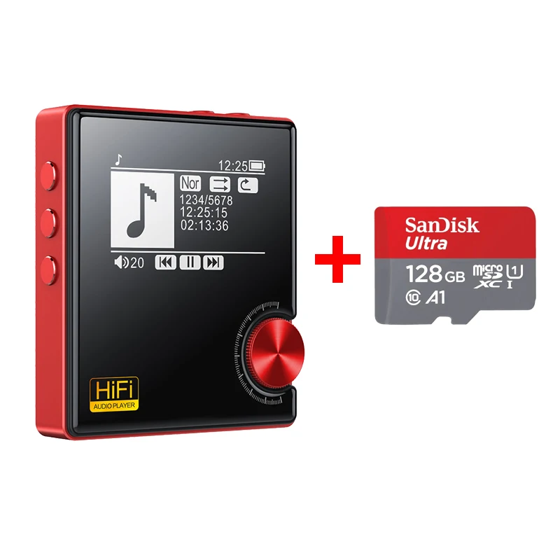 With 128GB TF Card Портативный Mp3 без потерь Музыкальный fm-плеер Bluetooth Автомобильный Walkman плеер мини Спорт Бег красный MP3 поддержка 128G TF карта OTG C1 - Цвет: With 128GB TF Card