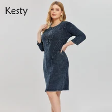 Kisty – jupe en Denim décontractée pour femmes, grande taille, haute flexibilité, mode, jupe tricotée 