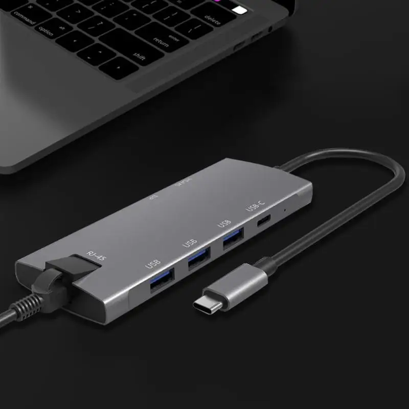 9 в 1 usb-хаб 4K 30FPS Многофункциональный тип-c к HDMI/Mini DP/USB3.0/USB-C PD/SD TF кардридер/RJ45 адаптер для MAC OS WIN 10