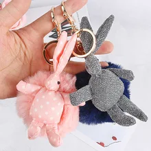 Стиль брелок мультфильм милый кролик ботиночки с помпончиками брелок для ключей автомобиля ключ студентов подарок для пары Сумочка Подвеска