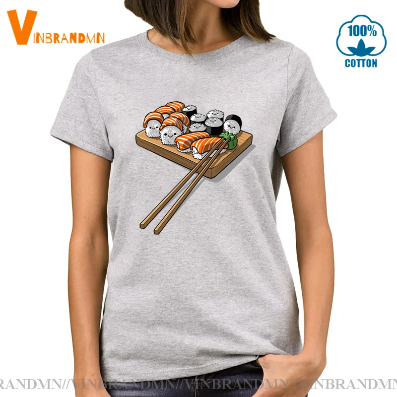 T-Shirt In Cotone Wasabi Clothing Funny Sushi Family Summer Harajuku Japan Food Party T-Shirt Da Donna Stampata In 3D Con Salmone Di Riso