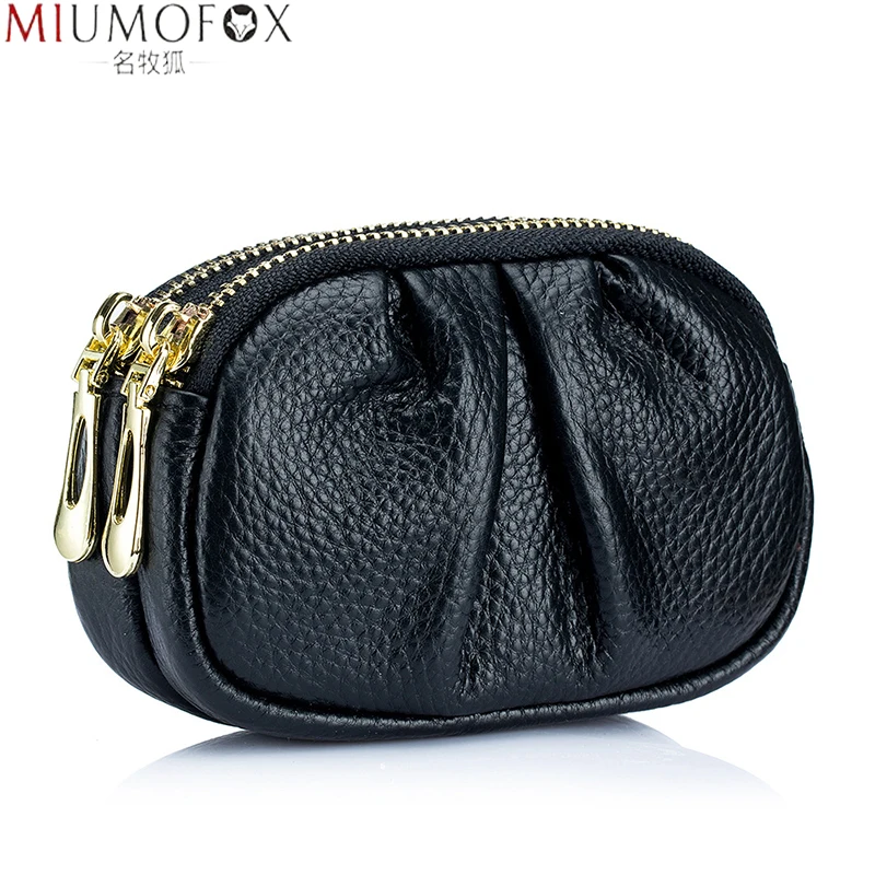 Luxury Clouds Designer Genuine Leather Pleated Bag Women Coin Purse Double Zipper Change Wallets Fashion Women Housekeeper Card