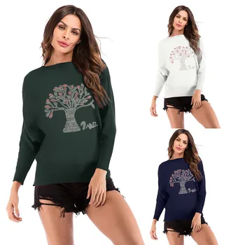 

Explosive Pullover Women's Sweater Autumn Casual Wishing Tree Sweater O-Neck Long Sleeve Winter women's sweater in pullovers