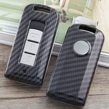 

Carbon Fiber car key case cover set fob for MITSUBISHI OUTLANDER Lancer EX ASX colt Grandis Pajero sport Remote key protection