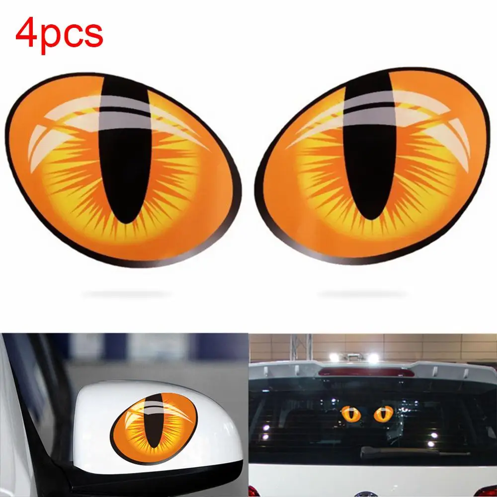 

2pcs Cute Simulation Cat Eyes Car Stickers 3D Vinyl Decal for Rearview Mirror Car Head Engine Cover Windows Decoration