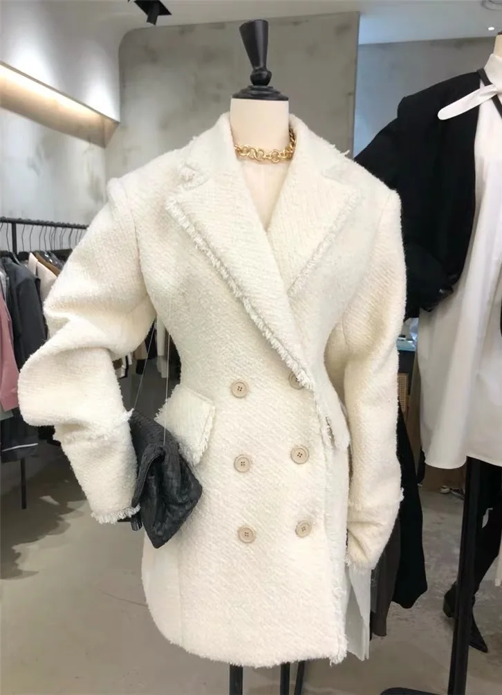 whiteblack SuperAen Модные женские куртки в Корейском стиле осень и зима новые дикие женские куртки корейский стиль двубортные пальто - Цвет: whiteblack