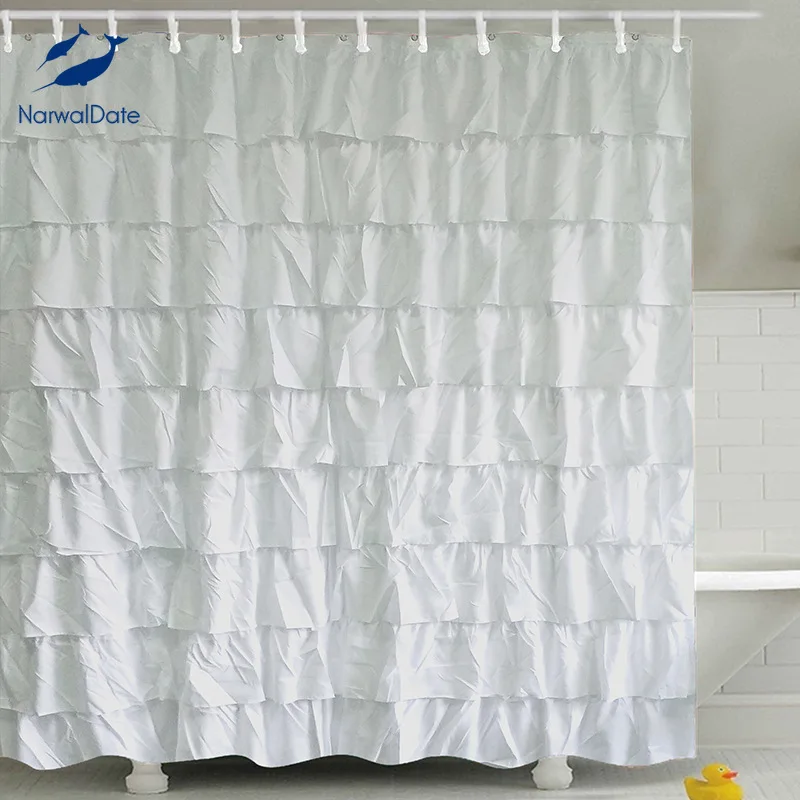 NarwalDate Pinch Pleat занавеска для душа белая плиссированная Водонепроницаемая