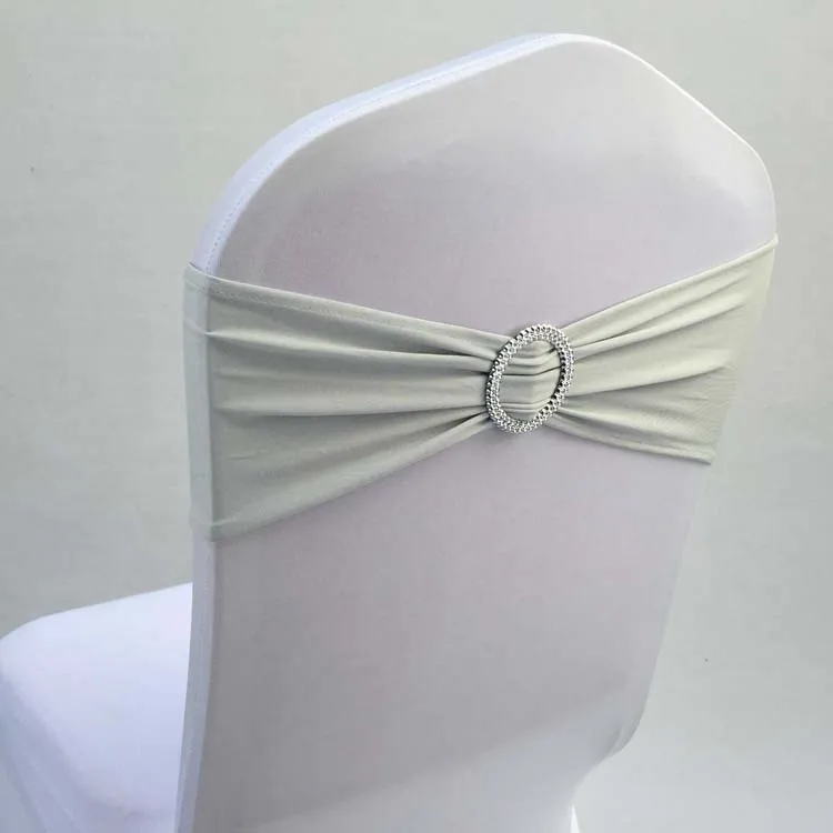 Silver Grey WedFavor 100 шт светильник синий спандекс стул бант пояса лайкра стрейч на стул полосы с круглой пряжкой для банкета свадебные украшения - Цвет: Silver Grey