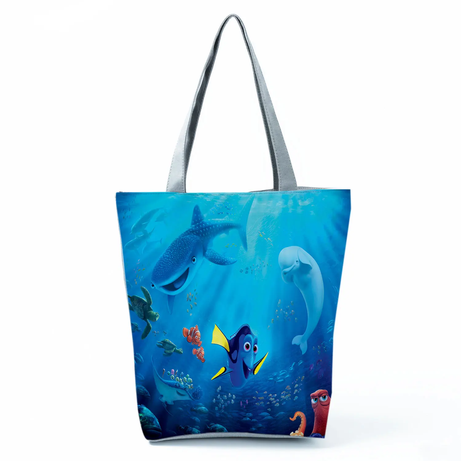 Disney Finding Nemo Printed Handbag Dory Graphic High Capacity Shoulder Bag Fish Reusable Shopping Bag Casual Women Beach Tote