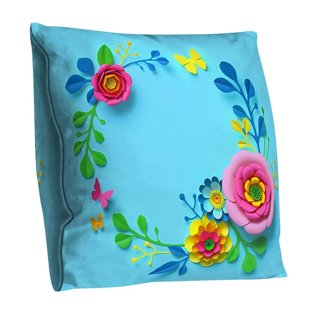 Ouneed Cushion Cover Art watercolor flowers prints Pillow Case Polyester Sofa Home Decors animeative cojines almofadas drop ship - Цвет: I