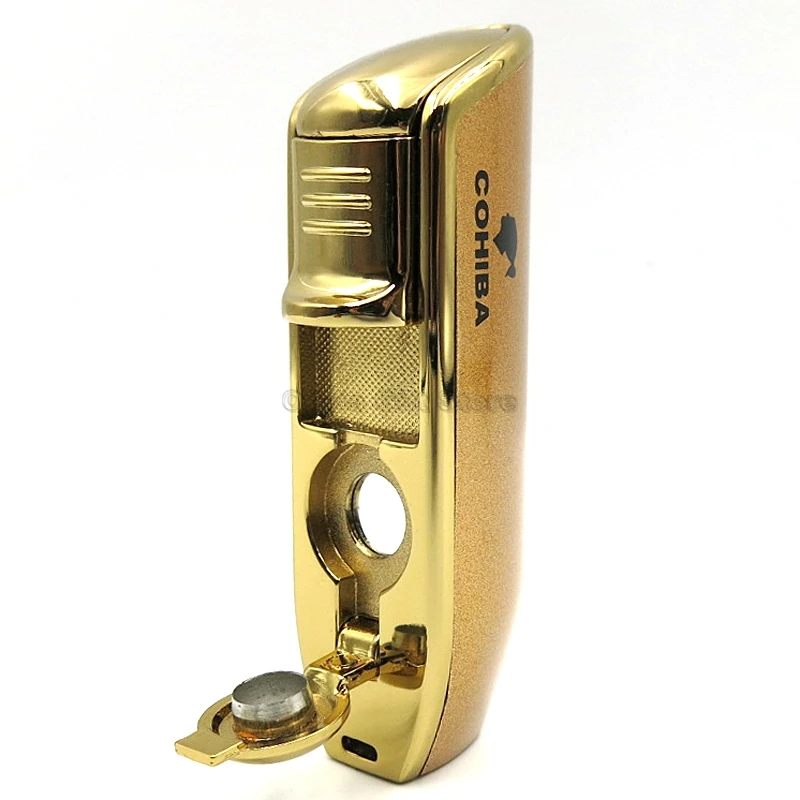 Cohiba 50th Anniversary Edition Golden Metal Cigar Cigarette Tobacco Lighter 3 Torch Flame Ashtray Cutter Gift Set Smoking Tool