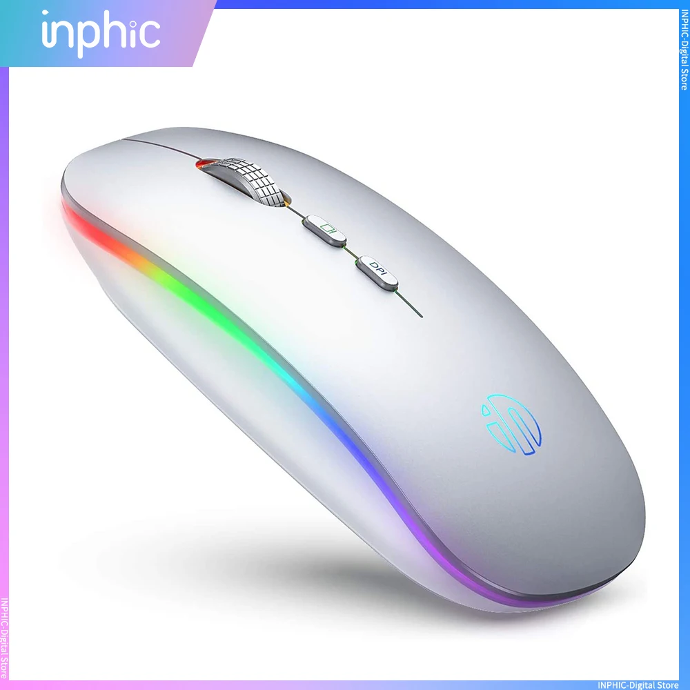 Inphic Led Wireless Mouse, Rechargeable 2.4g Pc Laptop Cordless Mice
