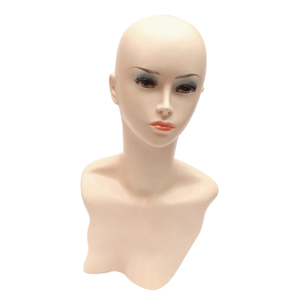 Female Mannequin Head Model Torso Plastic Dress Form with Stand Wig Hat Display Stand Glasses Display Holder 