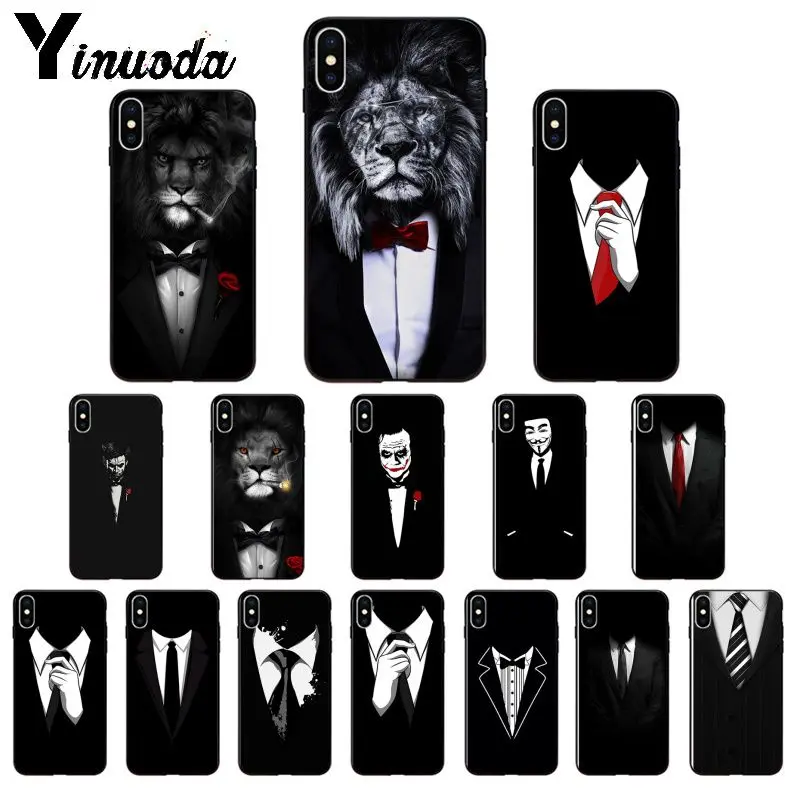 Yinuoda Man Suit Shirt Tie TPU Soft Silicone Phone Case Cover for Apple iPhone 8 7 6 6S Plus X XS MAX 5 5S SE XR Mobile Cases