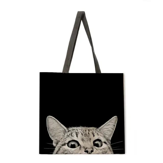 Foldable shopping bag black cat handbag lady shoulder bag lady leisure handbag outdoor beach handbag 2