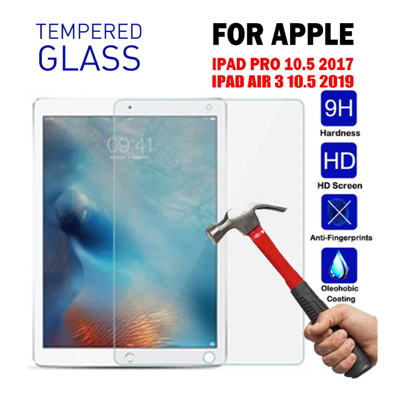 Tempered Glass Для IPad Air 3 10,5 чехол из искусственной кожи чехол с откидной крышкой и с подставкой Чехол для IPad Pro 10,5 A1701 A1709 A1852 Coque Funda - Цвет: Tempered Glass