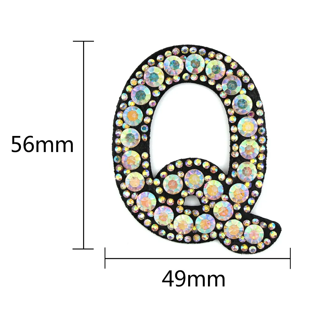Q 26 Английских Букв, стразы, нашивки, 3D цифры, алфавит, стразы, аппликация, A-Z, 1-9, железные нашивки, Значки для имени, сделай сам, одежда - Цвет: Q
