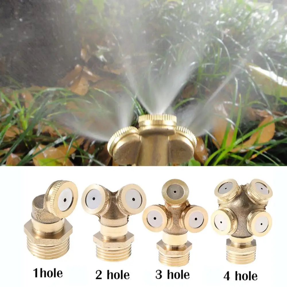 Boquilla de nebulización de latón de 1/2 pulgadas, accesorio rociador, Conector de manguera nebulizadora, rociador de agua ajustable para riego de césped y jardín
