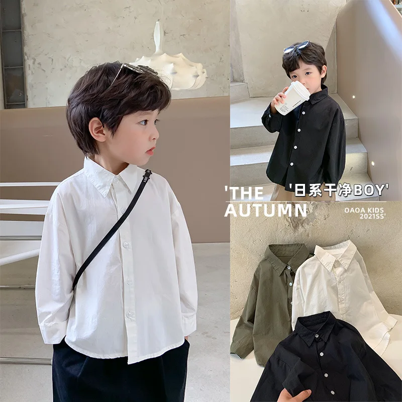 

2021 new Spring and Autumn Baby Girl kids Fashion Cotton tops Solid color cotton shirt Children Clothing Clothes