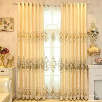 

Light Luxury European Style Is Suitable for Living Room Bedroom Embroidery Curtain Gold Crown Embroidery Curtain Window Screen