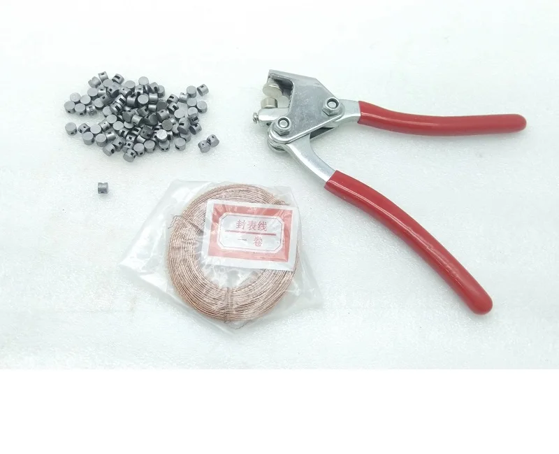 

New Lead seal plier With 100Pcs 6*4MM Sealed beans 30M Sealing Wire for Anti-theft Seal Water Meter Electric meter