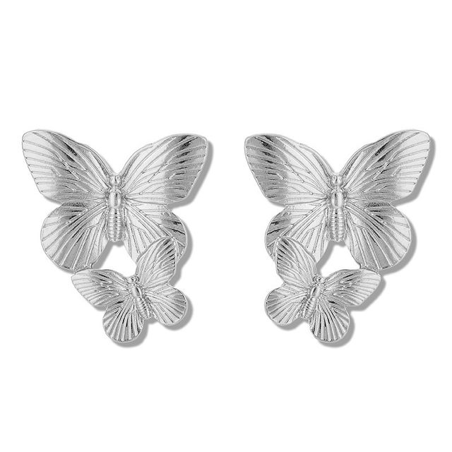 Double Butterfly Drop Earring For Women 2021 New Vintage Gold Tone Metal Charming Insect Earrings Jewelry Boucles d’oreilles