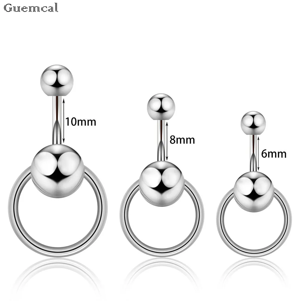 GuemcalStainlessSteelBeltRingBellyButtonNailPiercingJewelryBallPiercing6mm8mm10mm