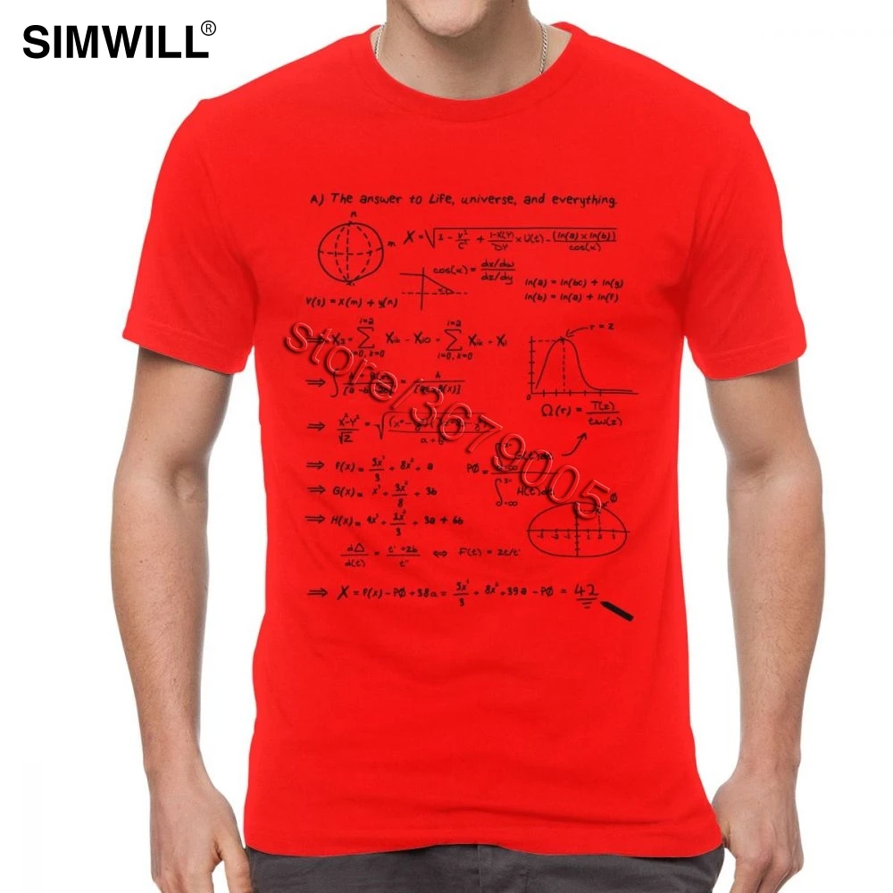 Новое поступление, модная мужская футболка из чистого хлопка с надписью «значение жизни», математические футболки с коротким рукавом и вырезом лодочкой, математическая Повседневная футболка - Цвет: Красный
