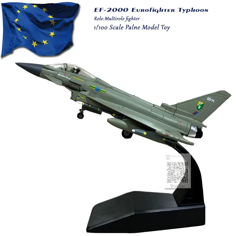 AMER 1/100 масштаб Eurofighter Typhoon EF-2000 мультирольный истребитель литой под давлением металлический военный самолет модель игрушки для коллекции, подарок - Цвет: EF-2000