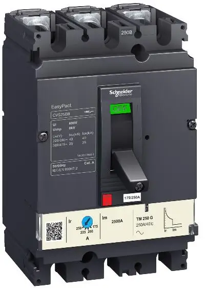 

LV510441 Circuit breaker EasyPact CVS100F, 36 kA at 415 VAC, 6.3 A rating magnetic MA trip unit, 3P 3d