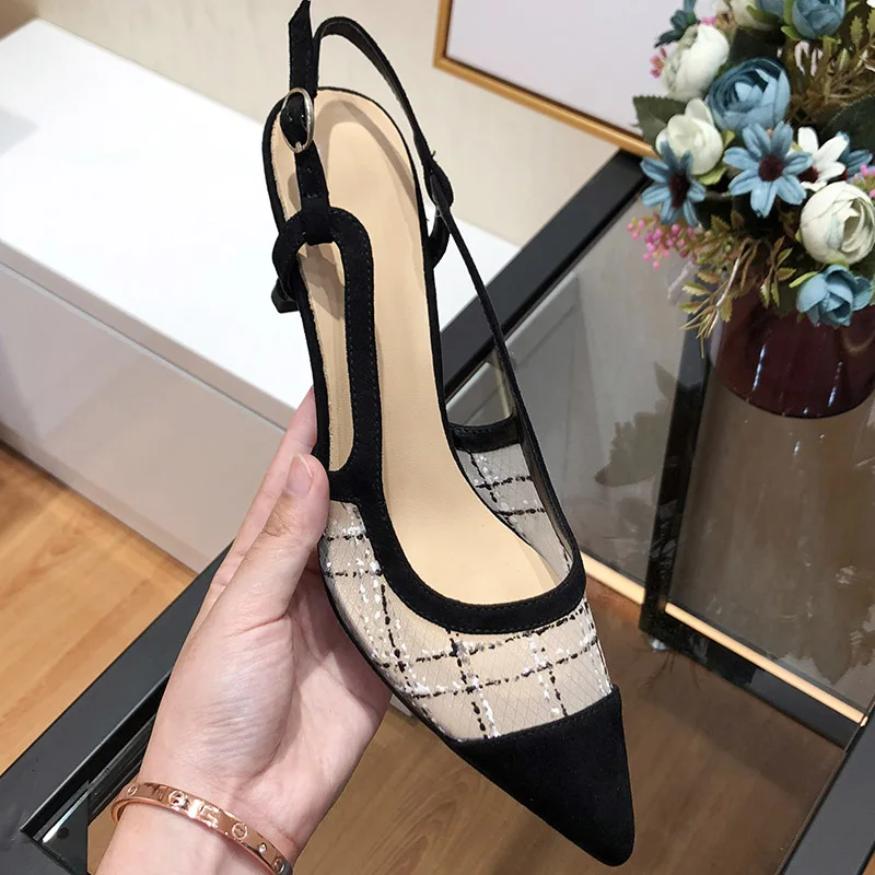 

Women Pumps High Thin Heel Woman Stiletto Party Wedding Chic Women Shoes Zapatillas Mujer Slingback Mixed Color Brand Designer