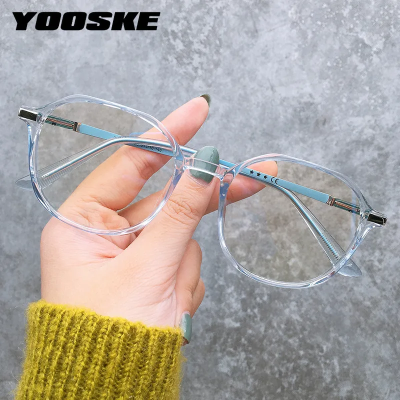

YOOSKE Anti Blue Light Glasses Men's Eyewear Frames Women Bluelight Blocking Computer Spectacles Retro Optical Eyeglasses Frames
