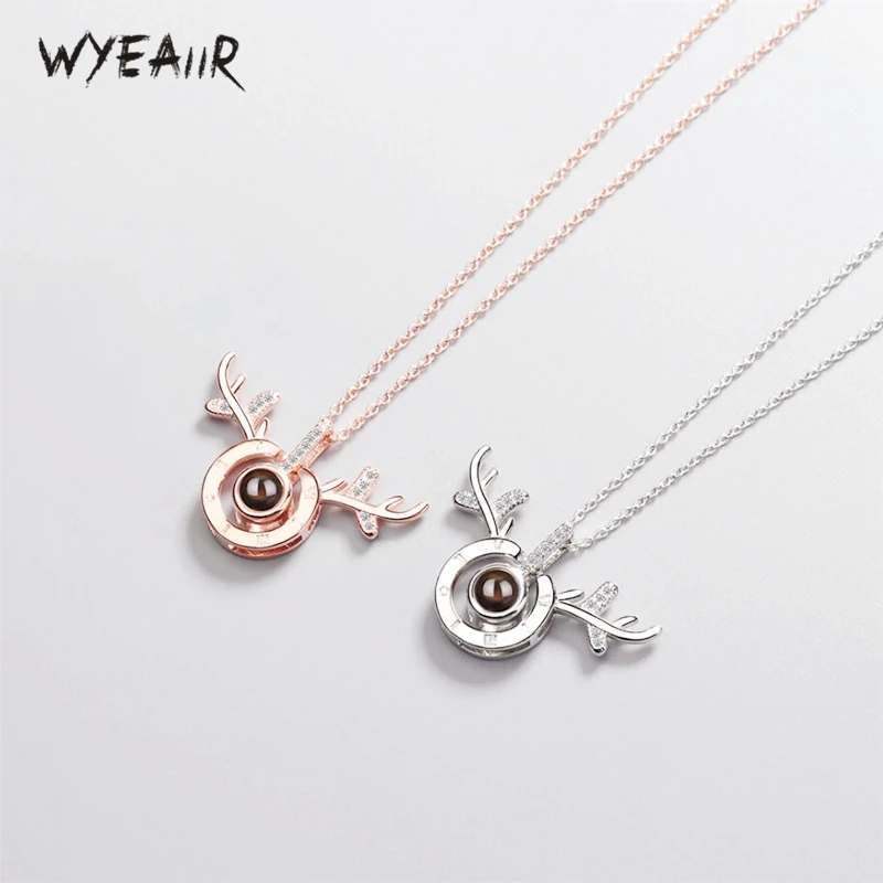 WYEAIIR 100 языков я тебя люблю видимые оленьи рога 925 пробы Серебряная цепочка до