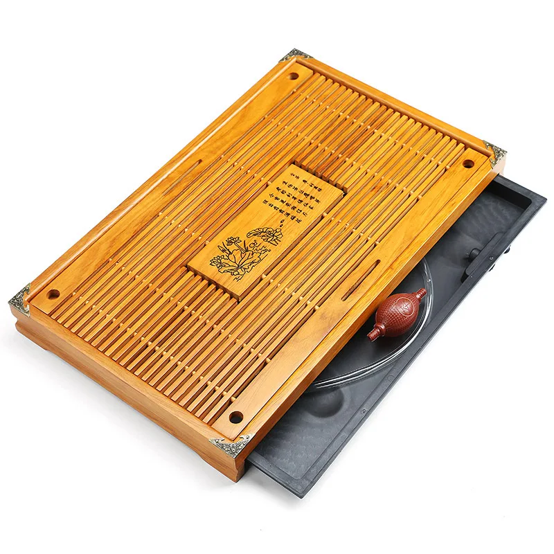 

Special Offer Household Kung Fu Tea Tray Rectangular Drawer-type Medium Tea Set Tray Solid Wood Ke Wood Tea Tray Manufacturers D