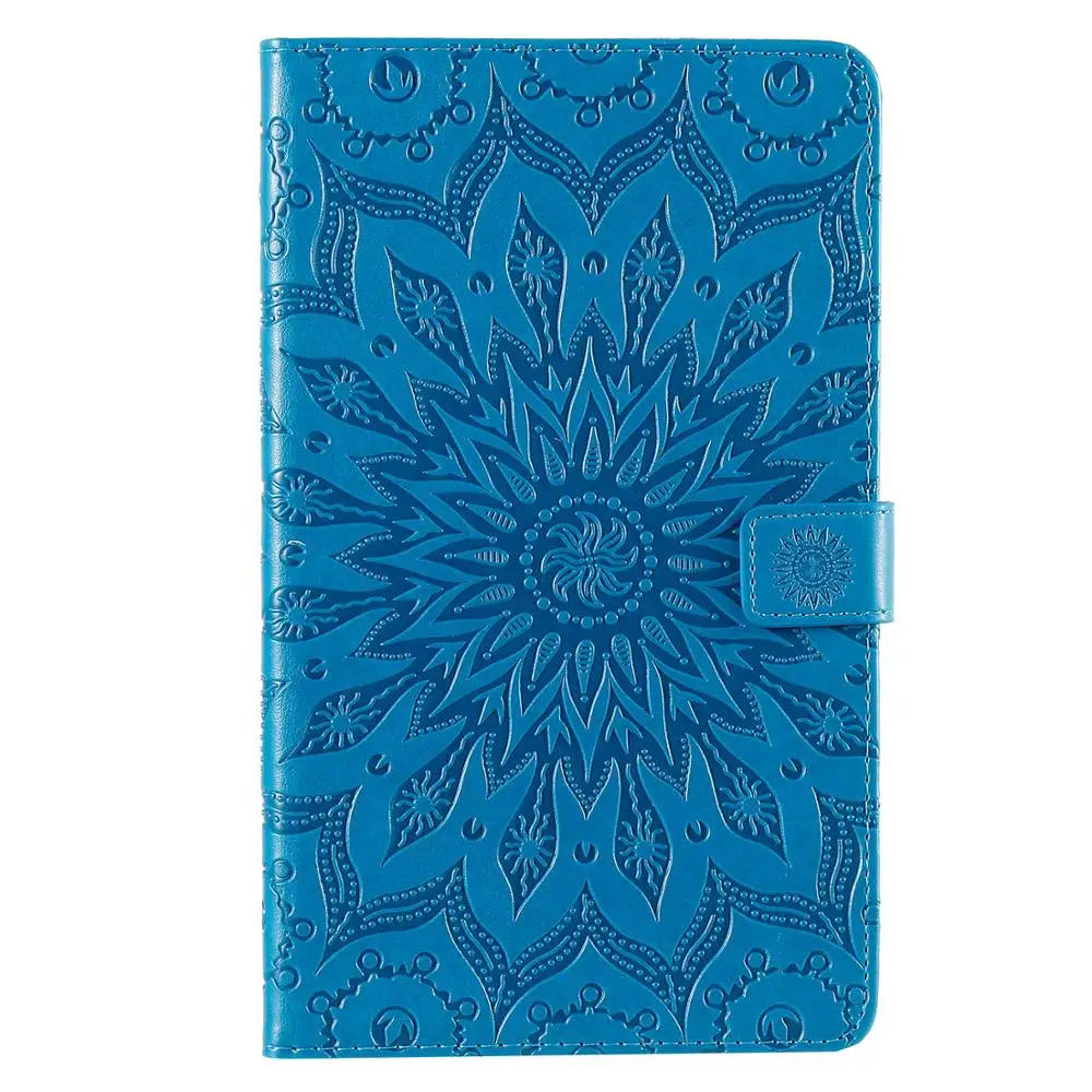 blue Чехол-книжка для samsung Galaxy Tab A 8,0 SM-T295 T290 с загадочным подсолнухом из искусственной кожи, держатель для карт, подставка - Цвет: blue