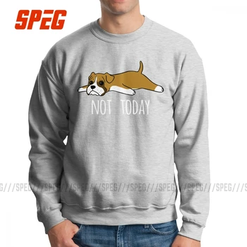 

Men's Funny Not Today Boxer Dog Hoodie Fun Sweatshirt 100% Cotton New Arrival Pullovers Tops