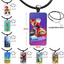 Para mujeres de alta calidad chicas Super Mario Bros juegos de diseño Flexible de moda Vintage de cristal mujeres collar con dije de rectángulo colgantes