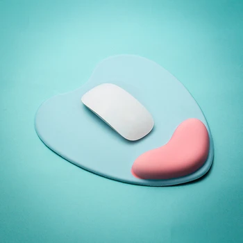 

Sweet 3D Heart Mouse Pad Soft Silicone Silk Mouse Mat Kawaii Memory Foam Mousepad with Wrist Rest Cushions for Laptop Computer