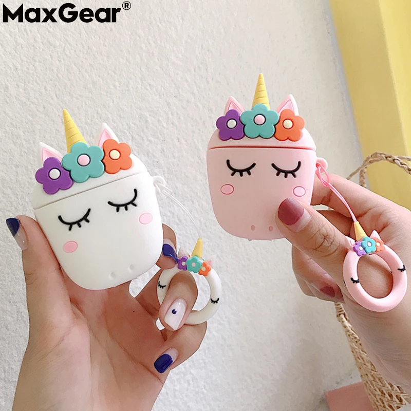 

3D Cartoon Unicorn Earphone Cover For Apple AirPods 2 Cute Pink Case Silicone Air Pods Pods2 Accessories Airpods2 Funda Keychain