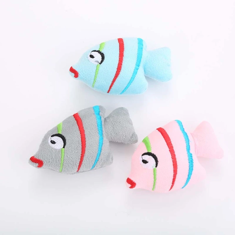 

22 Pcs Innovative Stuffed Fish Shape Cat Plush Toy Indoor Interactive Pet Playing Entertainment Catnip Fish Doll House