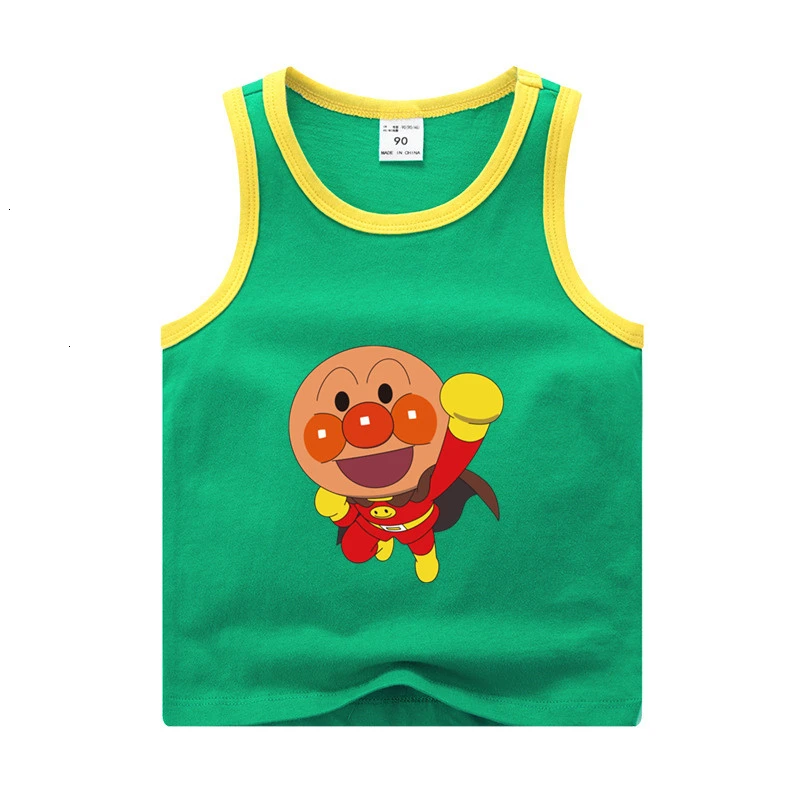 Anpanman/аниме, От 2 до 11 лет, футболка смешного цвета для мальчиков и девочек, детские летние топы с круглым вырезом, Детская футболка с рисунком, жилет для малышей - Цвет: as picture