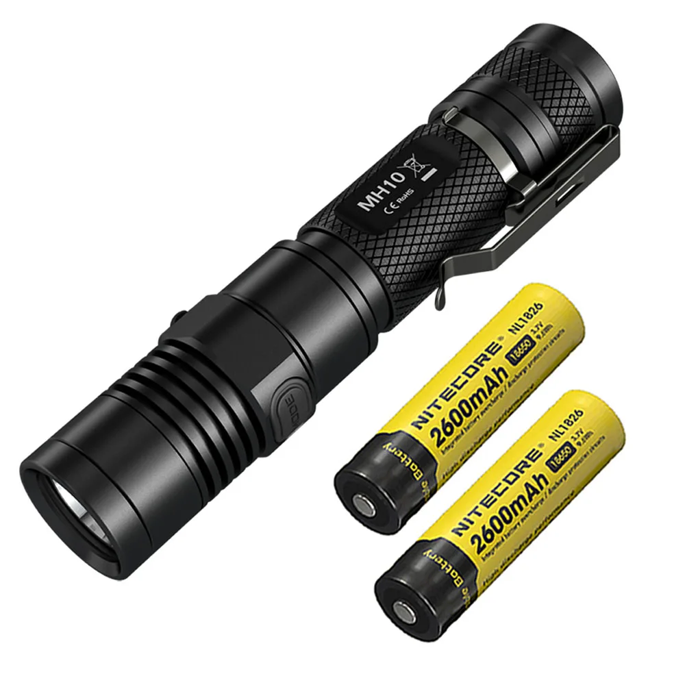 NITECORE MH10 usb зарядный флэш-светильник CREE XM-L2 U2 max 1000 люмен луч бросок 232 м тактический фонарь поисково-спасательный светильник - Emitting Color: MH10 NL1826  x 2