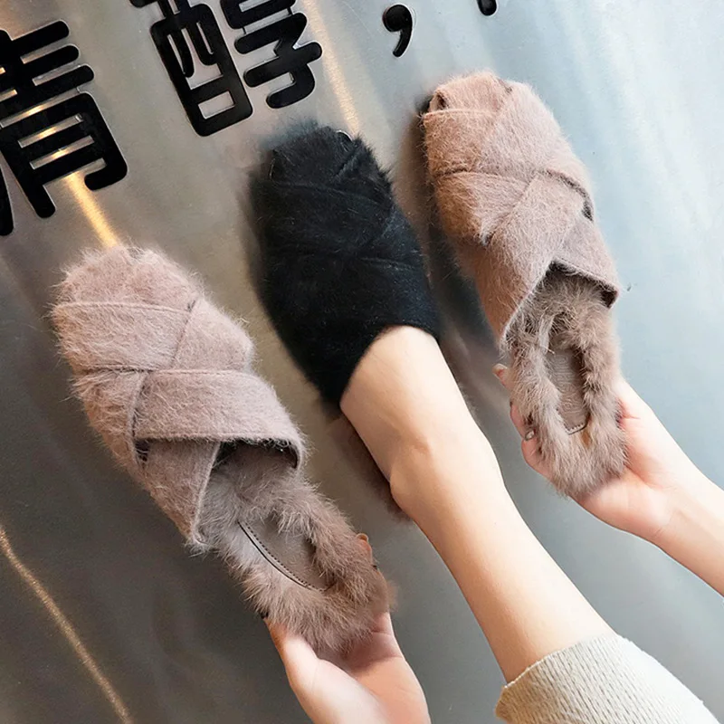 

Slipper Women's Autumn 2019 New Style Spring Season Korean Version of Head Online Celebrity Plush Slipper Women's Outer Wear Cro