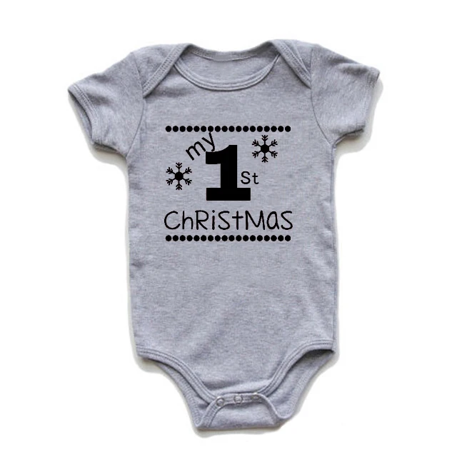 My First Christmas Комбинезоны Костюмы для малышей вечерние платья для новорожденных Детские хлопковые комбинезоны смешной короткий рукав комбинезон