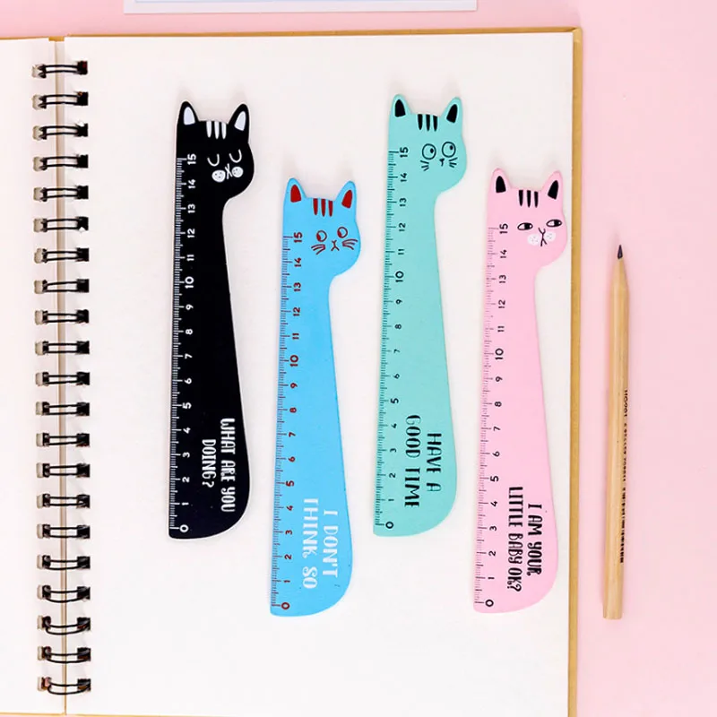 1pcs/lot Cute Cat Design Ruler Office School Supplies Wooden Rulers  Kids Study Funny stationery - 3